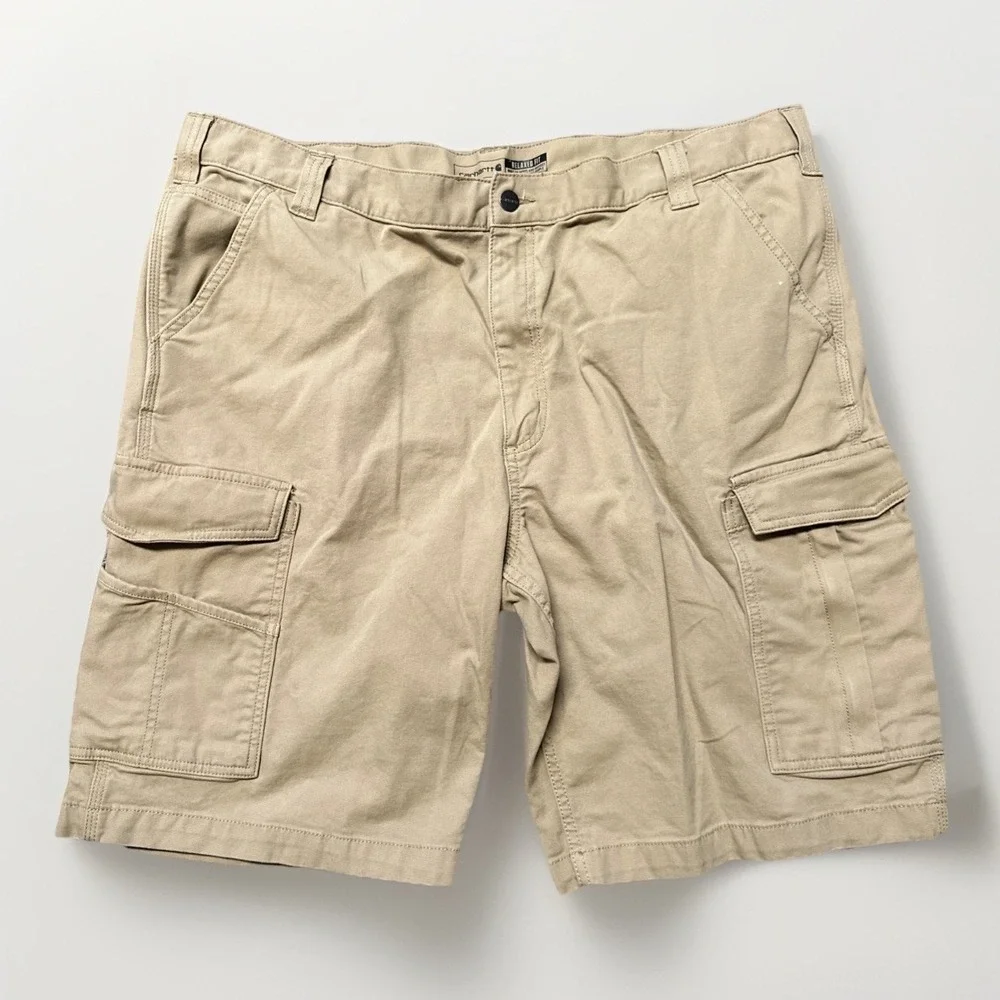 Carhartt Rugged Flex Relaxed Fit Canvas Cargo Work Short Mens Size 42 Dark Khaki